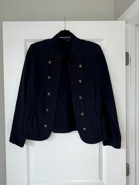 Tommy Hilfiger Navy Double-Breasted Military Blazer